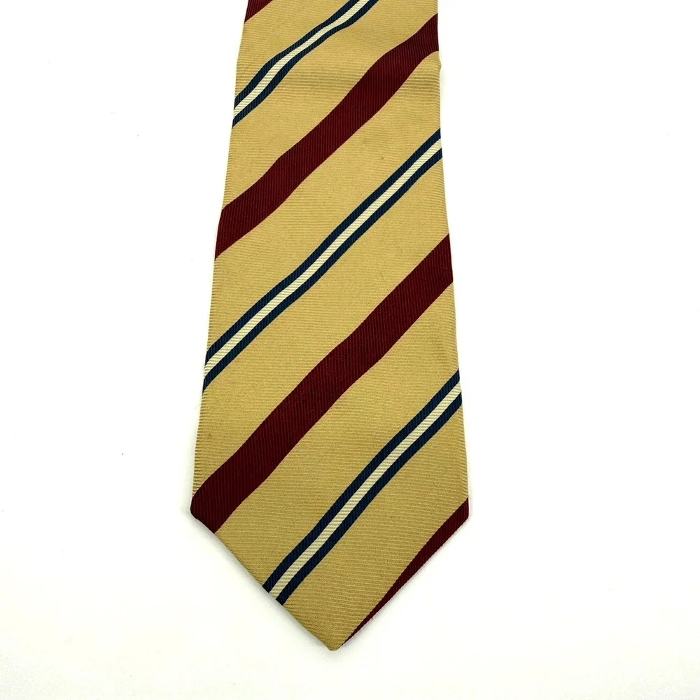 J. Crew Silk Yellow Blue Stripe Men Neck Tie Made USA Career Professional Preppy